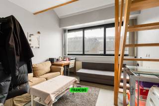 Deze gezellige duplexstudio met een bewoonbare oppervlakte van ca. 35 m² bevindt zich op de vierde verdieping van Residentie Hermes, gelegen in het hart van het historisch centrum van Brussel. Dankzij deze centrale ligging geniet u van een uitstekende bereikbaarheid met openbaar vervoer, de kleine ring, scholen en tal van recreatieve mogelijkheden op wandelafstand.<br /><br />Bij het betreden van het appartement komt u in de inkomhal die toegang geeft tot de lichtrijke leefruimte met open keuken, waar functionaliteit en comfort hand in hand gaan. Aansluitend bevindt zich de badkamer, uitgerust met een douche, lavabo en toilet. Via de interne trap bereikt u de bovenverdieping waar de slaapkamer is ingericht, met als extra troef de toegang tot het gemeenschappelijk terras.<br /><br />Divers: vinylvloer, dubbele beglazing in PVC raamprofielen, videofoon, collectieve verwarming op aardgas, momenteel verhuurd aan €650 per maand, syndicuskosten 150€/maand en de nodige attesten waaronder het EPC en het elektriciteitsattest, zijn aangevraagd.<br /><br />Een ideale opportuniteit voor wie op zoek is naar een compacte en goed gelegen woonst of een rendabele investering in het bruisende centrum van Brussel.<br /><br />