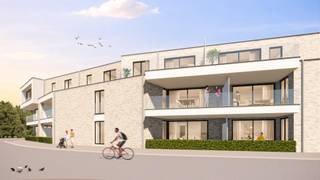 APPARTEMENT 1.4 (Verdieping 1)- Opp. app.: 104 m²- Terras: 15 m²INDELING:Inkomhal, ruime woonkamer met open keuken, overdekt terras (15 m²), 2...