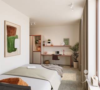 <p><span>Chambre d'étudiant à louer HUB 02 Leuven</span></p><p><span>Le projet étudiant moderne HUB 02 est situé à un emplacement de choix à Louvain, sur la Sint-Jacobsplein, à proximité du Gasthuisberg, du jardin botanique et du centre-ville. Derrière la façade caractéristique d'un ancien relais de diligence se cache un complexe contemporain et calme doté d'une agréable cour intérieure privée.</span></p><p><span>Les chambres d'étudiants sont entièrement prêtes à l'emploi et dotées d'une finition de haut niveau. Chaque chambre est peinte et équipée d'un mobilier fixe, de rideaux et d'un éclairage de haute qualité, et dispose également d'une salle de bain privée avec douche, toilettes et lavabo. En plus de l'espace privé, les étudiants peuvent utiliser des cuisines communes entièrement équipées et un abri à vélos fermé à clé.</span></p><p><span>HUB 02 s'engage fortement en faveur d'un mode de vie durable et économe en énergie grâce à une pompe à chaleur géothermique, un chauffage par le sol et des panneaux solaires. Cela garantit non seulement un confort de vie agréable, mais aussi un approvisionnement en énergie efficace et à l'épreuve du temps.</span></p><p><span>La situation centrale entre les différents campus, tels que Gasthuisberg, Arenberg et le centre-ville, en fait le lieu de résidence idéal pour tous les étudiants.</span></p><p><span>Vous êtes intéressé ? Prenez contact avec nous !</span></p>