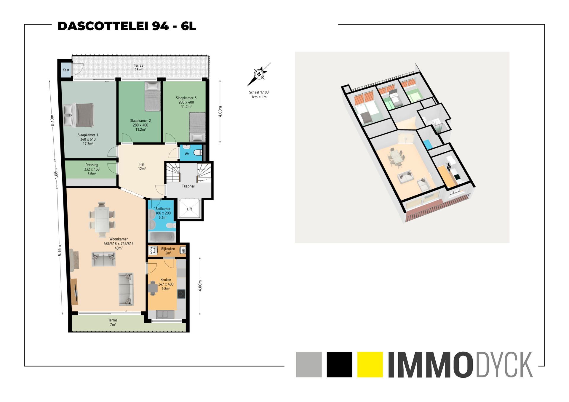 Zeer verzorgd appt. met 3 slaapkamers, dressing en 2 terassen - foto 2