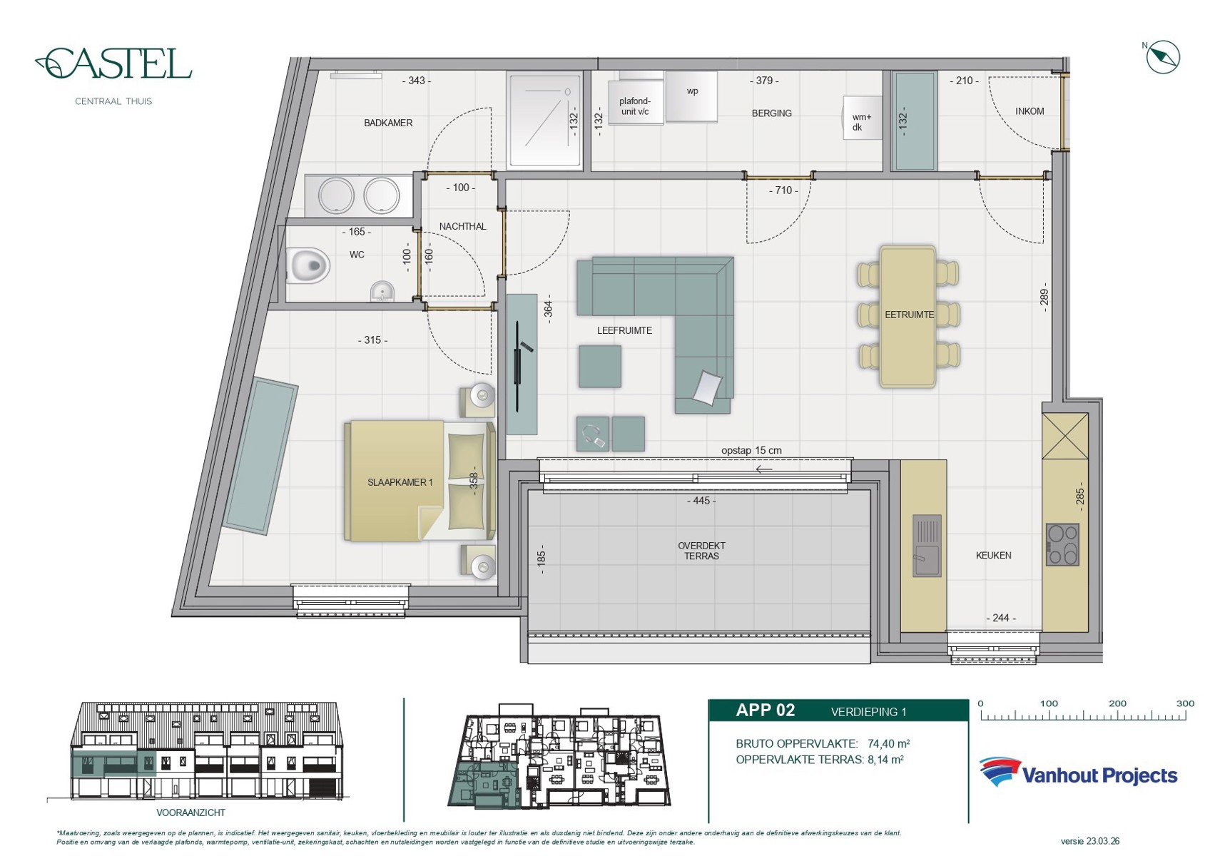 Residentie Castel: app. 74,4m² met 1 slpk. & 8m² terras - foto 2