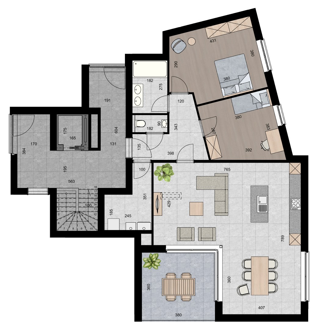 Penthouse (117 m²) met 2 slpk en overdekt terras. - foto 2