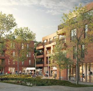 Handelsruimte van 99 m2 – De Wisselaar - Hartje Merelbeke Ruim middenpand (A02) – toplocatie aan de historische Tramstelplaats In het nieuwe...