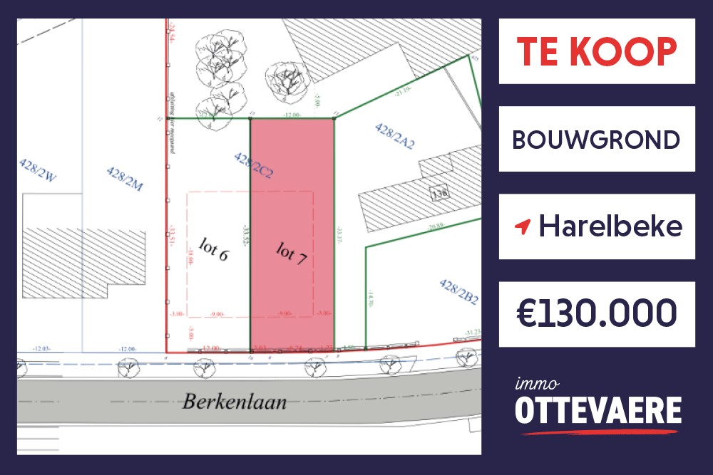 LOT 7: 401 m² BOUWGROND TE KOOP VOOR HOB in HARELBEKE (12 x 33.40) - foto 1