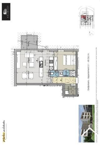 Appartement met 1 slaapkamer gelegen op de gelijkvloerse verdieping:
Leefruimte met open ingerichte keuken. Inkom met berging en toilet. Slaapkamer met aansluitend een ingerichte badkamer. De leefruimte geeft toegang aan het terras.<br />Wonen op wandelafstand van het centrum van het historische Ieper in een oase van rust?<br />Residentie Skyfall is de derde en laatste fase naast residenties Infinity en Serengeti in de Basculestraat aan de rand van centrum Ieper vlakbij de Menenpoort. In totaal worden 18 appartementen gerealiseerd met 1-, 2- en 3-slaapkamers, allen voorzien van vloerverwarming. Overhangende terrassen boven een waterpartij met zicht op de binnentuin vormen voor dit project een extra troef.<br />Ter compensatie van de steeds stijgende energieprijzen worden hoge isolatienormen gehanteerd en dit conform de geldende EPB regelgeving. Meer nog, er wordt voorzien in duurzame energie. Elk appartement beschikt over een individuele warmtepomp voor productie van warm water en voor de centrale verwarming. 
Er is keuze tussen autostaanplaatsen, garages, bergingen en fietshaken in de vlot bereikbare ondergrondse garage.  <br />Een tijdloze architectuur, het gebruik van duurzame materialen en oog voor detail geven een extra dimensie aan uw woonervaring of investering. Kortom een ideale woonplaats in de Westhoek voor jong en oud. 