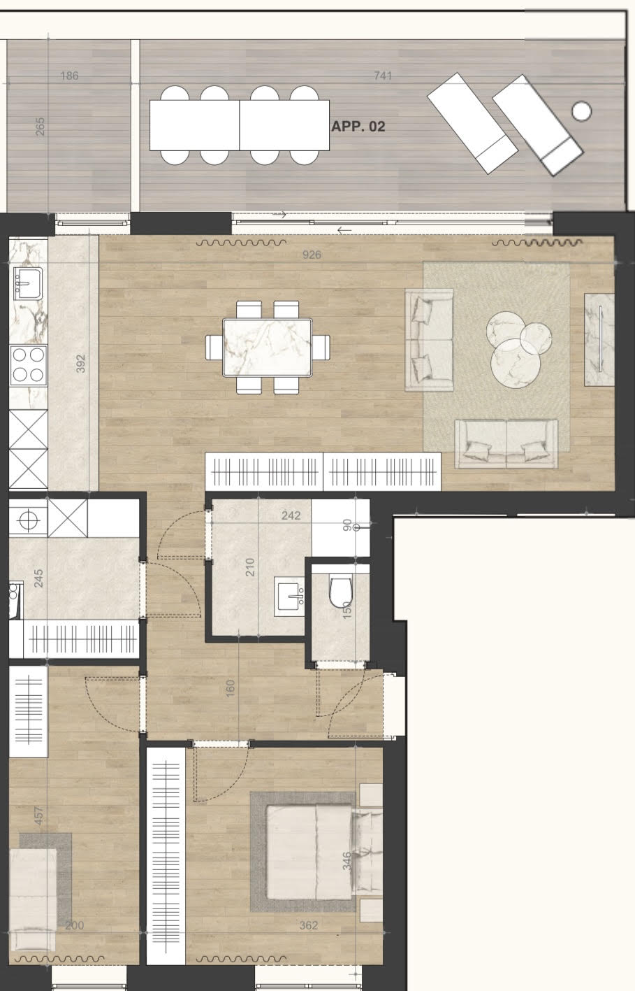 Nieuwbouw appartement met 2 kamers en groot terras - foto 2