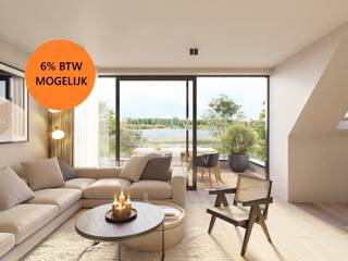 WICHELEN – Nieuwbouwproject Residentie RIVA met Scheldezicht<br /><br />In de Margote in Wichelen wordt een kleinschalig en kwalitatief nieuwbouwproject gerealiseerd met 6 ruime appartementen. Dit unieke woonproject combineert rustig en groen wonen met een uiterst centrale ligging in Wichelen, op wandelafstand van winkels, scholen, openbaar vervoer en het station.<br /><br />Een absolute troef van dit project is de uitzonderlijke ligging. Het perceel geeft achteraan rechtstreeks uit op de Scheldedijk, waardoor bewoners kunnen genieten van een prachtig zicht op de Schelde en het tegenovergelegen natuurgebied De Paardeweide. De combinatie van water, natuur en een vlotte bereikbaarheid maakt van residentie Riva een bijzonder aangename woonomgeving.<br /><br />Alle appartementen beschikken over 2 slaapkamers en werden ontworpen met veel aandacht voor lichtinval, ruimtegevoel en hedendaags wooncomfort. De gelijkvloerse appartementen beschikken bovendien over een private tuin, en de appartementen op de eerste en tweede verdieping beschikken over ruime terrassen. Alle bewoners kunnen genieten van een fraaie gemeenschappelijke tuin aan de Scheldedijk.<br /><br />Ook op het vlak van comfort en duurzaamheid voldoet residentie Riva aan de hoogste normen. De appartementen worden uitgerust met aluminium ramen, vloerverwarming, een lucht-waterwarmtepomp, ventilatiesysteem D en zonnepanelen. Deze energiezuinige technieken zorgen voor een aangenaam binnenklimaat en lage energiekosten, zowel vandaag als in de toekomst. In de extra ruime duplexappartementen op de tweede verdieping beschikken beide slaapkamers over eigen sanitaire voorzieningen. <br /><br />Het project omvat daarnaast 9 autostaanplaatsen en een overdekte fietsenberging, wat extra praktisch comfort biedt voor bewoners en bezoekers. De toegang tot het terrein wordt vooraan afgescheiden door een elektrische schuifpoort en aan de Scheldedijk door een afsluitbaar hek. <br /><br />Bovendien kan dit project, mits voldaan aan de wettelijke voorwaarden, aangekocht worden aan het verlaagde btw-tarief van 6%, zowel op de constructie als op de grond.<br /><br />Contacteer ons voor meer informatie of een persoonlijke toelichting via 053/60.65.60 en ontdek zelf de unieke troeven van dit prachtige nieuwbouwproject in Wichelen.