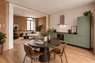 <p><b>Welcome to this excellently renovated apartment in the heart of Antwerp</b></p><p>This attractive 83m² apartment combines authentic charm with modern comfort. The property is located in a historic building with characteristic brick walls that you will find throughout the interior, which gives this home a unique and warm atmosphere.</p><p><b>Layout and rooms:</b> The apartment features two spacious bedrooms, each with large windows that let in plenty of natural light. The bedrooms are finished with warm woodwork and offer plenty of storage space thanks to the convenient built-in closets. The living room is an open, bright space with a pleasant layout, ideal for both relaxation and entertaiment.</p><p><b>Kitchen:</b> The modernized kitchen features a green kitchenette with all the necessary appliances, including a modern range hood. This spacious cooking element integrates perfectly into the open living space.</p><p><b>Bathroom:</b> The pleasant bathroom has been completely updated with a black shower enclosure, sink and modern fixtures. An angled radiator provides comfort and style.</p><p><b>Details:</b> The apartment features a practical hallway closet for additional storage space. The finish with parquet floors, stylish curtains and modern accessories make this property immediately employable and fully ready for occupancy.</p><p><b>Location:</b> Located in lively Antwerp, close to stores, restaurants and public transport. An ideal choice for those looking for a stylish and functional apartment in a vibrant area.</p>
