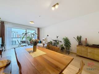 ETTERBEEK, Nabij het Jubelpark. Prachtig appartement van ± 91 m², met 2 slaapkamers, terras en parkeerplaats.Op de 2e verdieping: * Grote inkomhal *...