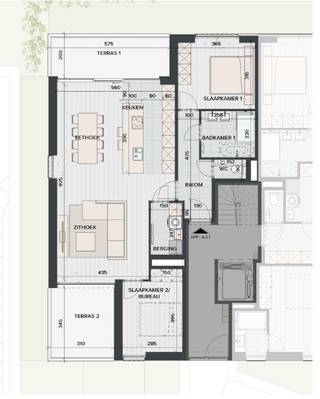Dit <strong>lichtrijke gelijkvloersappartement</strong> aan de oostkant van <strong>residentie Albatros</strong> biedt een unieke combinatie van <strong>comfort, rust en energiezuinig wonen </strong>en beschikt over<strong> twee slaapkamers.</strong><br /><br />Met een <strong>ruim woonoppervlak </strong>(105,35m²),<strong> grote raampartijen</strong> en een <strong>doordachte indeling</strong> geniet je hier van een<strong> open en aangename leefruimte</strong>.<br />Het appartement is een <strong>doorkijkwoning</strong>, wat betekent dat je zowel aan de <strong>voor- als achterzijde een prachtig uitzicht</strong> hebt.<br />Dankzij het <strong>terras aan beide zijden </strong>(11,50m² en 10,70m²)<strong> </strong>kun je op elk moment van de dag genieten van het buitenleven. De <strong>duurzame afwerking</strong> en de <strong>energiezuinige lucht-waterwarmtepomp</strong> zorgen voor een<strong> laag verbruik</strong> en optimaal wooncomfort.<br /><br />Parkeren is mogelijk in de <strong>ondergrondse garageboxen of staanplaats.</strong><br /><br />Bovendien bevindt dit appartement zich op de gelijkvloerse verdieping, wat zorgt voor extra toegankelijkheid en een directe verbinding met de groene omgeving.<br />Een ideale woonplek voor wie op zoek is naar rust, natuur en modern wooncomfort, met het centrum van Ingelmunster op wandelafstand.