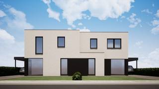 Te Torhout in de Schavelarestraat vinden we ter hoogte van nummer 49, deze nieuwe verkaveling van Residentie Vastgoed terug. Deze tweelotsverkaveling wordt gekenmerkt door z’n topligging ten opzichte van het centrum van Torhout, z’n Zuidgerichte tuin en mooie perceeloppervlaktes (400 m²). De site is gelegen op fietsafstand van het centrum, alsook van diverse winkels, openbaar vervoer en fiets -en wandelroutes.<br /><br />De verkaveling bestaat uit 2 halfopen nieuwbouwwoningen met 2 bouwlagen in moderne bouwstijl. Kenmerkend voor deze bouwstijl is het ruimtegevoel dat u creëert door het ontbreken van schuine plafonds op de eerste verdieping, waardoor u de volledige ruimtes kunt benutten.<br /><br />Deze woning met lotnummer 14B heeft een perceeloppervlakte van 400 m², waarvan zo’n 84 m² bebouwd en heeft een bewoonbare oppervlakte van zo’n 168 m² en bestaat op de gelijkvloerse verdieping uit een inkomhal met apart toilet, een ruime leefruimte met open ingerichte keuken en mooi open zicht naar de zuidgerichte tuin en een was- en bergruimte. Op de eerste verdieping vinden we nog 3 ruime slaapkamers, een compleet ingerichte badkamer, 2 extra bergruimtes en een nachthal met apart toilet. (Gvg, Wg, Gmo, Gvkr, Gvv) ~ Ref. OU27017<br /><br />Deze woning wordt met zorg voor detail opgetrokken en beschikt telkens over een warmtepomp, vloerverwarming over de ganse woning, zonnepanelen, carport, ventilatiesysteem , …<br /><br />Bent u op zoek naar een nieuwbouwwoning nabij het centrum van Torhout, die u nog volledig naar eigen smaak kan laten optrekken en waarbij u eveneens kunt genieten van het verlaagde btw-tarief van 6%. Contacteer ons dan vandaag nog voor een vrijblijvende afspraak bij ons op het kantoor om alle mogelijkheden te overlopen en wie weet vindt u binnenkort uw thuis in de Schavelarestraat!<br /><br />Dit ontwerp is op heden in vergunningsaanvraag bij de gemeente Torhout. Verkopen kunnen nog niet worden gerealiseerd, een reservering maken is wel mogelijk.<br /><br />Residentie Vastgoed treedt niet op als bemiddelaar maar als verkoper van het onroerend goed.