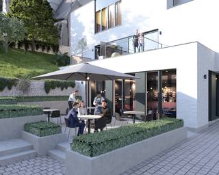 À VENDRE : Rez-de-chaussée commercial casco de 205 m² avec grande terrasse (42 m²) — Projet Casino, Huldenberg (Place Communale 23) Au cœur...