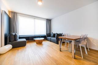 1030 SCHAERBEEK (Allée des Freesias 18) - Gelegen in de bloemenwijk van Schaarbeek, vlak bij de NAVO, het Josaphatpark en het toekomstige MEDIA PARK-project, op de eerste verdieping van een gebouw met lift, een volledig gerenoveerd en GEMEUBILEERD appartement met 1 slaapkamer van ± 55 m², dat als volgt is ingedeeld: een kleine inkomhal met garderobe, die uitkomt op een woonkamer met open, volledig uitgeruste keuken, een grote slaapkamer met dressing en een badkamer met wc.<br />EPC : C<br />Beschikbaar vanaf 1 juli.<br />Huurcontract voor hoofdverblijfplaats. Huurprijs: 1.100 € + voorschot op kosten van 180 € (gemeenschappelijke kosten, voorschot voor water en gas).<br />Info en bezichtigingen: David Maes – dmaes@trevi.be – 0478/26 43 28