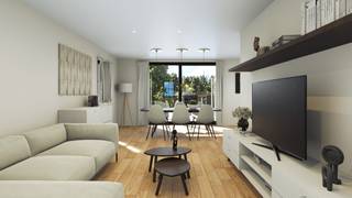 Elke zondag welkom op ons kantoor van 10u-12u voor meer info over de nieuwbouwprojecten! <br /><br />Appartement 1.1 is het linker-duplex-appartement en heeft op het gelijkvloers ( inpandige garage) + 1ste en 2de verdiep een bewoonbare oppervlakte van 136m² + 26 m² ( garage+ trap).<br />Ook dit appartement heeft een privatieve inkom : via de voordeur bereikt men de trappenhal met rechts de inpandige garage om zo naar het woongedeelte te gaan.<br /><br />Het appartement heeft een ruim terras (17m²) waar men geniet van de namiddag en avondzon; heerlijk… <br />Op de eerste verdieping heeft men een ruime berging, gastentoilet en vervolgens een zeer aangename leefruimte met open keuken. Van hieruit loopt men ’s avonds in alle stilte het terras op om te genieten van de voorbije dag.<br />Op de 2de verdieping bevinden er zich 2 slaapkamers en de badkamer.<br /><br />De koper heeft op dit moment nog de volledige eigen keuze naar afwerking (zie lastenboek)!<br /><br />Project “Garenstraat” is een prachtig ontworpen project waar lay-out en leef-comfort hand in hand gaan.<br /><br />Het Project bestaat uit 4 appartement : 2 gelijkvloerse en 2 duplexen.<br /><br />Project Garenstraat is een hoogwaardig afgewerkt en energiezuinig project waar men de nadruk legt op comfort en afweking! Hier wonen betekent anders wonen; een kleinschalige blok waar iedereen geniet van een eigen privatieve inkom en prachtige buitenruimtes! <br /><br />Het Project is gelegen in een rustige straat met enkel bestemmingsverkeer en waar men anderzijds toch vlakbij het centrum van Heusden woont.<br /><br />Deze unieke woonappartementen worden volledig afgewerkt volgens smaak van de klant en zijn beschikbaar tegen februari 2026!<br /><br />Elk van de appartementen heeft voldoende parkeergelegenheid : de gelijkvloerse met een carport en extra parking; de duplexen met een inpandige garage en extra parking.<br /><br />De warme architectuur en het voorzien van de laatste nieuwe technische voorzieningen geven zowel vanbuiten als binnenshuis warmte aan deze gezellige residentie!<br /><br />Pluspunten<br />* zalige ligging = rust en toch overal dichtbij<br />* elk appartement heeft een eigen inkom<br />* voldoende parkeergelegenheid : carport of inpandige garage<br />* quasi energie-neutraal!<br />* verwarming met warmtepomp en koeling!<br />* eigen zonnepanelen<br />* eigen energiebochten<br />* ventilatiesysteem D<br />* aluminium ramen<br />* hoogwaardige afwerking<br />* gelijkvloers : terras + tuin + tuinberging<br />* privacy<br />* vlakbij natuur en bossen<br />* vlakbij de winkelstraat van Heusden-Centrum<br />* goede verbinding naar de autosnelweg<br />* oplevering februari 2026!<br />* zien = kopen!<br /><br />Voor een afspraak of meer info, bel ons op 078/78.78.70, of kom gewoon binnen op ons kantoor. Steeds welkom!