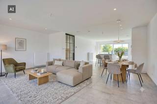 Are you looking for a spacious and energy-efficient new-build apartment in Zonhoven? With approx. 185 m², this stylish triplex apartment from 2022 offers the comfort and feel of a first-floor apartment, combined with the benefits of an apartment. In addition, this property is sold under registration fees instead of 21% VAT.<br /><br />You can reach the house via the private entrance hall with its own staircase. There is a practical storage space on the ground floor. The first floor includes a hall with guest toilet, a bright living room with sitting area and dining area, an open kitchen with a cooking island and high-quality appliances, a storage room and a terrace of approximately 13 m². On the second floor, there are three full bedrooms and a stylish bathroom with a walk-in shower and a second toilet.<br /><br />As an almost energy-neutral (BEN) home, the apartment obtains an EPC label A (49 kWh/m²/year) and is equipped with, among other things, ventilation system D, high-efficiency glazing and a rainwater well. Two private parking spaces are included.<br /><br />Thanks to its central location near shops, schools, restaurants, sports facilities, the E313, the E314 and De Wijers nature reserve, you can enjoy easy accessibility and a green living environment.<br /><br />Register of measures: no<br /><br />These AI visualizations are intended as inspiration. No technical specifications, urban planning regulations, or concrete realization possibilities were taken into account.