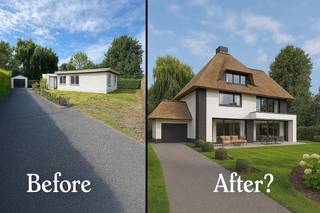 Wat bevindt er zicht achter deze poort..? Een huis of projectgrond? Beide antwoorden zijn van toepassing, dit is dubbel win!Een bungalow, perfect...