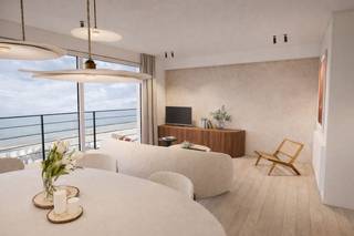 Op het tweede verdiep vinden we dit prachtig gerenoveerd, luxueus appartement met 2 slaapkamers en frontaal zeezicht. Dit appartement is tot in de puntjes afgewerkt van A tot Z met de mogelijkheid tot het bijkopen van meubels, gekozen via de interieurarchitect. Een perfecte combinatie van klasse, zeezicht en rust. Dit appartement is in renovatie, maar mogelijkheid tot bezichtigen van een gelijkaardig appartement als model.<br /><br />De indeling van het appartement op het tweede verdiep is als volgt:<br />Inkom, wc, badkamer, 2 slaapkamers, woonkamer met open keuken en terras aan de Zeedijk met frontaal zeezicht.<br /><br />Enkele troeven:<br />- Volledig vernieuwd, inclusief afvoeren, sanitair, elektriciteit van A tot Z<br />- Luxueuze afwerking via interieurarchitect<br />- Frontaal zeezicht in het hartje van Koksijde-Bad