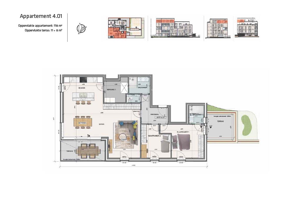 Penthouse met 2 slpks, twee terrassen en twee badkamers - foto 4