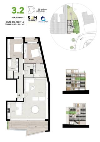 Luxeproject met ruime appartementen met een hoogwaardige afwerkingsgraad op toplocatie in het centrum van Genk.<br /><br />Project Belgiek bestaat uit 9 ruime appartementen en 1 commerciële ruimte, verdeeld over 6 bouwlagen, gelegen aan de Weg naar As 33 + 35, de voormalige locatie van café Belgiek.<br /><br />Appartement A3.2 is gelegen op de 3de verdieping en beschikt over een woonoppervlakte van 134,77m² en 2 terrassen van totaal 22,71 m².<br />Indeling:<br />- inkomhal<br />- woonkamer<br />- open keuken<br />- 2 slaapkamers<br />- 2 badkamers<br />- berging<br />- toilet<br />- 2 terrassen<br /><br />Ondergronds zijn er voldoende autostaanplaatsen en bergingen voorzien. Op het gelijkvloers is er een gemeenschappelijke fietsenstalling.<br /><br />DETAILS:<br />- Toplocatie in Genk-Centrum<br />- Kleinschalig woonproject<br />- Zeer laag energielabel d.m.v. groene, hernieuwbare bronnen;<br />- Vloerverwarming, warmtepompen, hoogwaardig ventilatiesysteem, uitstekende isolatie<br />- Eigen keuze inrichting/afwerking<br />- Persoonlijk advies inzake indeling en materiaalkeuze<br />- 12 ondergrondse autostaanplaatsen<br /><br />