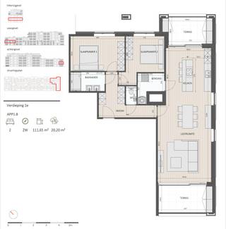 Dit appartement maakt deel uit van het nieuwe woonproject Creyte, gelegen in Oostakker tussen de Krijtestraat en Aan de Ratte.<br />Het lichtrijk en ruim hoekappartement (112m²) met nr. 1.8 situeert zich op de eerste verdieping en wordt gebouwd met zicht op de gemeenschappelijke tuin en nabijgelegen bos. Het omvat onder meer een leefruimte met open eilandkeuken, 2 slaapkamers, badkamer met dubbele wastafel en inloopdouche en een berging. De 2 terrassen (20m² in totaal) bieden de hele dag zon en rust.<br /><br />Uiterst energiezuinig E-peil (E8!) dankzij pakket zonnepanelen (energiedelen), warmtepomp met vloerverwarming (+ koeling), regenwaterrecuperatie en ventilatiesysteem D.<br /><br />Dit appartement wordt volledig afgewerkt aangeboden waarbij je zelf nog je eigen afwerking kan kiezen tot en met de laminaat in de slaapkamers.<br /><br />Ondergrondse autostaanplaats en berging voorzien, welke mee dienen aangekocht te worden. In de kelder is er een grote fietsenstalling en bovengronds is er zelfs een staanplaats voor bakfietsen voorzien.<br /><br />Prijs excl. aankoopkosten en btw.<strong> 6% BTW mogelijk, ook voor investeerders bij 15 jarige verhuur!</strong><br /><br />Meer info via 09 280 60 60 of info@durabrik.be.<br /><br />Download de brochure via https://durabrik.immo/oostakker <br /><br />* Beelden en oppervlaktes zijn indicatief.