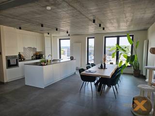 PRACHTIG DUPLEXAPPARTEMENT MET RUIM TERRAS - Deze grote duplex met fantastisch terras is gelegen op boogscheut van dorp Lovendegem, op de verbindingsas tussen Gent en Eeklo, alle winkels en openbaar vervoer in nabijheid. Bestaande uit: 1e verdieping: Inkomhal/traphal, vestiairehoek, gastentoilet, grote lichtrijke woonkamer/salon met toegang via schuifraam naar prachtig terras, totaal uitgeruste open keuken, ruime wasplaats/berging. 2eVerdieping: nachthal, afzonderlijk toilet, badkamer (ligbad, douche, dubbel lavabomeubel), 3 ruime slaapkamers (10,3 – 14,6 – 16,5 m2). Autostaanplaats. Alle verlichting voorzien. Geen syndic kosten! Beschikbaar vanaf 1 december2026. ABSOLUTE TOPWOONST!! Bezoek enkel mogelijk op afspraak met Immo-X via email.