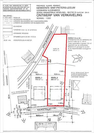 Rustig gelegen bouwgrond (15 are 18ca) voor open bebouwing met ideale zuidwestelijke oriëntatie – lot 2 van de verkaveling.De grondbreedte is 18m en...