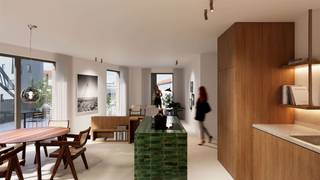 SINT-JANS-MOLENBEEK : Hoekappartement met groot west gericht terras. Dankzij het grote terras geniet je volop van de uitzichten. Een appartement rijk aan licht en speels van aard. Ontdek het appartement en dit fantastisch project Depot aan het kanaalzone. Met unieke bewaarde elementen en volledig EPC A-label. Individuele warmtepomp, vloerverwarming en zonnepanelen om EPC A te garanderen. Kelder € 5.000. Parking verplicht. Registratierechten en btw op de constructies. TREVI : 02.340.24.73 - new@trevi.be