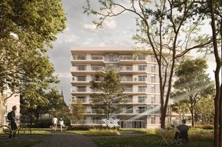 Dit tweeslaapkamer appartement van 84 m² ligt op het eerste verdiep van residentie Kouterheem en beschikt over een inkomhal met plaats voor...