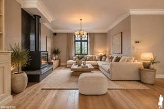 <strong>Hoogwaardig afgewerkte en energiezuinige villa met onder meer 3 tot 4 slaapkamers, 2 badkamers, prachtige leefruimtes met zicht over de achtertuin en de bosrijke omgeving. Dit alles op een riant perceel van maar liefst 4.270m² met een onderkelderd werkhuis, verwarmd zwembad, poolhouse, jaccuzi en privé bos. Bovendien op slechts enkele autominuten van het centrum van Geel, Mol en Meerhout.<br /></strong><br /><u>Gelijkvloerse verdieping</u><br />U betreedt de villa via een inkomhal met een prachtige eiken houten trap als eye-catcher. Vervolgens bevindt zich rechts van de inkomhal de bureaukamer. De authentieke dubbele openslaande deuren begeleiden u verder naar de hal waar zowel de zij-ingang en het gastentoilet zich bevinden. Via de hal bereikt u de ruime leefruimtes, waaronder een gezellige TV-kamer met een houthaard, die naadloos overgaat in de eetkamer. Dankzij de vele ramen geniet u van een adembenemend uitzicht op de achtertuin. De keuken is volledig uitgerust met hoogwaardige apparatuur, zoals een 5-pits gasfornuis, Miele vaatwasser, veel kastruimte en een natuurstenen werkblad. Achter de keuken bevinden zich een zeer praktische berging en wasplaats met douchekamer en inbouwkasten. Op de gelijkvloerse verdieping kan u de masterbedroom terugvinden met ensuite dressing en -badkamer met inloopdouche, dubbele wastafel en toilet. De slaapkamer heeft een uitzicht op de prachtige tuin dewelke georiënteerd is op het Oosten.<br /><br /><u>Verdiepingen</u><br />Via de prachtige trappenhal komt u boven in het aparte woongedeelte dat dienst kan doen als appartement, ideaal als kangoeroewoning. Het appartement biedt een ruime leefruimte met open keuken, 2 slaapkamers die verbonden zijn met elkaar via de badkamer met douche, toilet en wastafel. Achter de 2e slaapkamer is er extra ruimte als bijkomende slaapkamer, bureaukamer, dressing, etc. Hiernaast bevindt zich de technische ruimte. Via een vlizotrap bereikt u de zolderverdieping dewelke momenteel dienst doet als opbergzolder. <br /><br /><u>Buitengebeuren</u><br />De buitenruimte van deze villa is een waar paradijs. De achtertuin heeft een oostelijke oriëntatie en biedt volledige privacy dankzij de omheining en het aangrenzende bos. Hier kunt u genieten van ontspanning in het verwarmd zwembad en het overdekte tuinterras. De oprit biedt ruimte voor meerdere auto's. Auto's kunnen zowel voor als achter de poort geplaats worden, in de carport of garage. Het werkhuis +/- 104m² is volledig onderkelderd en kan perfect dienst doen als atelier. Ten slotte kan u genieten van een boswandeling in eigen bos die in het verlengde van de tuin bevindt. <br /><br /><u>Bijzonderheden<br /></u>- Afgewerkt met beste technieken: label A, vloerverwarming, etc.<br />- Tijdloze, natuurlijke materialen: houten buitenschrijnwerk, natuurstenen vloeren, eiken parket<br />- Aangelegde tuin met overdekt tuinterras en verwarmd zwembad<br />- Riant werkhuis +/- 104m² dat volledig is onderkelderd <br />- Privébos / terrein van maar liefst 42 aren<br />- Parkeermogelijkheden aan huis (binnen poort)<br />- Zeer goede verbinding richting steden Geel, Mol en Meerhout