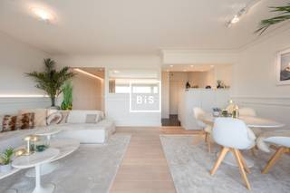 TE HUUR: Uitzonderlijk prachtig gemeubeld appartement op de Kustlaan nabij het AlbertpleinIndeling: inkomhal met gastentoilet, zeer gezellig woon-en...