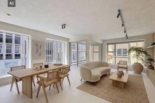 Langs de Kursaalstraat te Heist vinden we dit luxueus gerenoveerde appartement te koop. Het bevindt zich in een volledig vernieuwd, kleinschalig gebouw en geniet van een absolute toplocatie: vlakbij het Heldenplein, gezellige winkels, het openbaar vervoer en het strand van Knokke-HeistHet kloppend hart van het appartement te koop is de royale, lichtrijke leefruimte. Grote raampartijen overstromen de kamer met natuurlijk daglicht, wat zorgt voor een uitnodigend en volumineus ruimtegevoel. Deze aangename sfeer trekt zich naadloos door naar het aangrenzende terras, de ideale plek om te genieten van een zachte ochtendbries.De vloeiende overgang brengt u naar het private gedeelte, waar drie slaapkamers rust en sereniteit ademen. Elke kamer is hoogwaardig afgewerkt en flexibel in te richten als masterbedroom, thuiswerkplek of gastenkamer. De badkamer is ontworpen als een exclusieve rustruimte, uitgerust met een royale inloopdouche, een elegant ligbad en een smaakvolle dubbele wastafel.Dit is een instapklaar droominterieur waar luxe, licht en comfort samenkomen tot een unieke woonervaring. Ideaal voor wie op zoek is naar een instapklaar appartement in Knokke-Heist!Het EPC dateert nog van voor de renovatie.Contacteer Arne Vandierendonck voor meer informatie of een bezoek op 0493 25 35 85.Bestuursmaatregelen in het maatregelenregister: neeDeze AI-visualisaties zijn bedoeld als inspiratie. Er werd geen rekening gehouden met technische specificaties, stedenbouwkundige voorschriften of de concrete mogelijkheden tot realisatie.