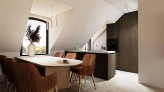 Dit appartement combineert ca.103 m² woonoppervlakte met een interessante duplexindeling. De twee slaapkamers en badkamer liggen op de eerste verdieping, terwijl de leefruimte zich volledig op de tweede verdieping bevindt.<br /><br />Op verdieping +1 bevindt zich het slaapgedeelte met twee slaapkamers en badkamer. Een verdieping hoger kom je terecht in de leefruimte met open keuken, eetkamer en salon. De hogere ligging en de grote raampartijen zorgen hier voor een aangename lichtinval. Vanuit de leefruimte heb je bovendien toegang tot het zuidgerichte terras aan de achterzijde.<br /><br />Ook technisch is het appartement helemaal klaar voor hedendaags wonen, met een lucht-waterwarmtepomp, vloerverwarming en ventilatiesysteem D.<br /><br />Troeven: 2 slaapkamers, ca. 103 m², lichtrijke leefruimte op +2, zuidgericht terras, private parkeerplaats, warmtepomp en vloerverwarming, BEN-niveau E30 met mogelijkheid tot E10.<br /><br />Deze nieuwbouweenheid kan onder de wettelijke voorwaarden in aanmerking komen voor aankoop aan het verlaagde btw-tarief van 6% in het kader van afbraak en heropbouw. Financiën<br /><br />Lijkt deze woning wel iets voor jou? Plan dan snel een bezoek door te bellen naar 012 23 00 23 of stel je vragen aan dries@immo-leroi.be.