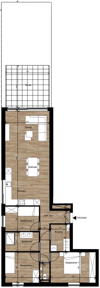 Gelijkvloers 3-slaapkamerappartement A01 - foto 3