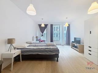 BRUSSEL, in de Europese wijk, ONBEMEUBELDE studio van ± 34 m², gelegen op de 3e verdieping. De indeling is als volgt: inkomhal, woonkamer van ± 21 m², ingerichte keuken (keramische kookplaat, oven, afzuigkap, koelkast, vaatwasser), doucheruimte. Parkeerplaats inbegrepen in de prijs. Diversen: gemeenschappelijke wasruimte, fietsenstalling. VASTE KOSTEN voor gemeenschappelijke uitgaven van 105 €/maand. EPC B. Beschikbaar vanaf 01/09/2026. Afmetingen ter indicatie. INFORMATIE TREVI LOCATION: 02.340.24.94<br /><br /><br />Op de 3e verdieping:<br /><br /><br />- Hal<br />- Woonkamer van ± 21 m² (5,37 m x 3,93 m) <br />- Ingerichte keuken (keramische kookplaat, oven, afzuigkap, koelkast, vaatwasser)<br />- Doucheruimte (douche, wastafel, toilet) <br /><br />Overdekte parkeerplaats nr. 4 (-1)<br />Geen kelder<br />Diversen: gemeenschappelijke wasruimte, fietsenstalling<br /><br /><br /><br />Voorziening: HMS<br />Vaste kosten: 105 €/maand (gemeenschappelijke kosten)<br />Inventaris bij intrek: 151,25 €<br />Forfaitaire vergoeding voor verhuizing van 100 €