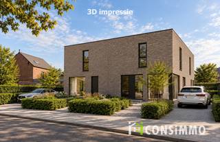 Modern wonen, energiezuinigheid en een hoogwaardige afwerking komen samen in deze halfopen nieuwbouwwoning in Oud-Termien. De woning maakt deel uit van een kleinschalig nieuwbouwproject bestaande uit twee halfopen woningen en bevindt zich momenteel in de afwerkingsfase. Bij de realisatie wordt bijzondere aandacht besteed aan duurzame materialen, hedendaagse technieken en optimaal wooncomfort.<br />Met een bruto bewoonbare oppervlakte van circa 140 m², drie slaapkamers, een perceel van 326 m² en een aangename zuidwestgerichte tuin biedt deze woning een mooie balans tussen ruimte, comfort en energiezuinig wonen. Een toekomstgerichte thuis op een rustige én strategische locatie in Genk.<br /><br /><strong>Indeling</strong><br />Via de inkomhal betreden we de woning en bereiken we de lichtrijke leefruimte. De open keuken met eethoek sluit naadloos aan op de woonkamer en vormt het centrale hart van de woning. Grote raampartijen zorgen voor een aangename natuurlijke lichtinval en versterken de verbinding met de achterliggende tuin.<br />Aansluitend aan de keuken bevindt zich een praktische berging, ideaal voor extra voorraad- en opslagruimte.<br /><br />Via de trappenhal bereiken we de verdieping, waar zich drie slaapkamers, de badkamer en een afzonderlijk toilet bevinden. De woning beschikt over een bruto bewoonbare oppervlakte van circa 140 m² en werd ontworpen met aandacht voor een praktische indeling en optimaal ruimtegebruik.<br /><br />Buiten beschikt de woning over een eigen oprit met parkeergelegenheid en een zuidwestgerichte achtertuin. Dankzij deze gunstige oriëntatie geniet u gedurende een groot deel van de dag en avond van de zon.<br /><br /><strong>Technische informatie</strong><br />Bij de realisatie van deze nieuwbouwwoning ligt de nadruk op energiezuinigheid, duurzaamheid en kwalitatief wooncomfort. De woning wordt hoogwaardig afgewerkt met duurzame materialen en voorzien van moderne technieken die bijdragen aan een laag energieverbruik.<br />De verwarming gebeurt via een energiezuinige warmtepomp in combinatie met vloerverwarming, wat zorgt voor een aangename en gelijkmatige warmteverdeling. Daarnaast wordt de woning voorzien van zonnepanelen, waarmee verder wordt ingezet op hernieuwbare energie en een laag energieverbruik. Ook is er reeds een aansluiting voor een laadpaal voorzien. De aluminium ramen met hoogrendementsbeglazing combineren een moderne uitstraling met uitstekende isolerende eigenschappen. Samen met de doorgedreven isolatie, zonnepanelen en energiezuinige technieken resulteert dit in een duurzame en toekomstgerichte nieuwbouwwoning met sterke energetische prestaties. E-peil E29.<br /><br /><strong>Buurtinformatie</strong><br />De woning bevindt zich in Oud-Termien, een rustige, groene en kindvriendelijke woonomgeving die tegelijk bijzonder strategisch gelegen is, op een boogscheutje van Genk-Centrum. Met De Maten en Bokrijk vlakbij liggen enkele van de mooiste natuur- en recreatiegebieden van de regio binnen handbereik. Ideaal voor wie graag wandelt, fietst of gewoon wil genieten van het groen. Tegelijkertijd bevinden scholen, winkels, supermarkten, openbaar vervoer en andere dagelijkse voorzieningen zich op korte afstand.<br /><br />Via de nabijgelegen Hasseltweg bereikt u vlot het uitgebreide commerciële aanbod in de omgeving. De Westerring zorgt bovendien voor een uitstekende verbinding richting Genk, Hasselt, Diepenbeek, Bilzen en Zutendaal, evenals naar de E314 en E313.<br /><br />Hier combineert u rustig en groen wonen met energiezuinige nieuwbouw, hedendaags comfort en een uitstekende bereikbaarheid.<br /><br />Ook de naastgelegen nieuwbouwwoning wordt te koop aangeboden. Informeer gerust bij ons kantoor naar de mogelijkheden.<br /><br />Deze hoogwaardige nieuwbouwwoning wordt aangeboden aan een verkoopprijs van € 465.000 exclusief btw.<br />Bij toepassing van 21% btw bedraagt de verkoopprijs € 562.650 inclusief btw.<br /><br />Bent u op zoek naar een duurzame en hoogwaardige nieuwbouwwoning met 3 slaapkamers en een zuidwestgerichte tuin op een strategische locatie? Contacteer ons via 089 69 30 01 of info@consimmo.be voor meer informatie of een bezoek ter plaatse. 