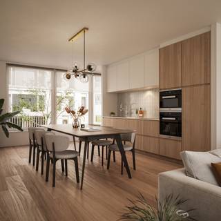 Dit appartement maakt deel uit van het nieuwbouwproject De Blauwe Parel - Residentie Santorini.<br /><br />Het appartement is gelegen op de eerste verdieping en werd op plan ingedeeld als volgt:<br />Inkom via privatieve traphal, toilet, berging, open ingerichte keuken, bureauruimte, lichtrijke leefruimte palend aan terras met zicht op de binnentuin, 2 slaapkamers waarvan 1 met dressing en 1 badkamer met douche.<br />Het terras is zuidelijk georiënteerd. <br /><br />In het ondergronds complex zijn zowel autostaanplaatsen als afgesloten garageboxen die vrijblijvend kunnen aangekocht worden met het appartement.<br /><br />Appartement: 123,71 m²<br />Terrassen: 14,75 m²