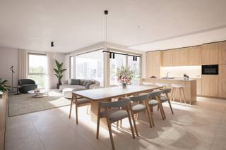 <strong>Indeling:</strong><br /><br />Appartement B28-201 is gelegen op de tweede verdieping van Blok B en omvat een privatieve inkomhal met ruimte voor vestiaire, een ruime woonkamer met open keuken, een terras, een gastentoilet, een badkamer, een slaapkamer met dressing en een berging met aansluitingen voor wasmachine en droogkast. <br /><br />Ondergrondse parking vanaf € 16.490,- excl. kosten<br />Kelderberging vanaf € 4.365,- excl. kosten<br /><br /><strong>Afwerking:</strong><br /><br />De afwerking zal gebeuren aan de hand van 3 unieke afwerkingsstijlen samengesteld door onze interieurarchitecten. Deze stijlen bieden u de vrijheid om uw woning of appartement naar wens te personaliseren.