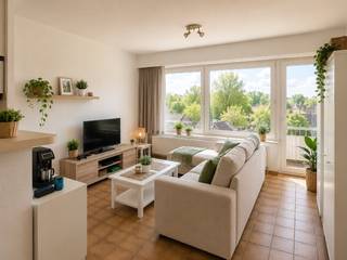 omvattende een inkomhal, klare living, ingerichte open keuken en badkamer, 1 slaapkamer, autostaanplaats binnen in het gebouw en gemeenschappelijke fietsenberging<br /><br />heel mooi en rustig gelegen met open verzicht<br /><br />HP = 500 €/maand<br />voorschot HL = 25 €/maand