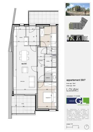 Project Louah is een modern nieuwbouwproject met 19 appartementen verdeeld over 3 verdiepingen. Er zijn appartementen met 1, 2 of 3 slaapkamers. Allemaal beschikken ze over een terras en de gelijkvloersappartementen hebben ook nog een klein privaat tuintje. Er is een ondergrondse parkeergarage met autostaanplaatsen en kelderbergingen. Elk appartement dient een parking en berging bij aan te kopen. Kopers kunnen genieten van 6% BTW indien ze aan de voorwaarden voldoen.<br />Dit appartement van 83m² omvat 2 slaapkamers en een terras van 11m². Via onze contacten in de bankwereld kan er een 100% financiering gebeuren (inclusief de volledige BTW tot 21%, exclusief beschrijfkosten op grondgedeelte).