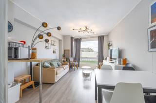 Residentie ALBERT I: op de 3de verdieping met zijdelings zeezicht, gezellig en lichtrijk appartement, bestaande uit : woonkamer met zetelbed...