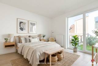 SINT-AGATHA-BERCHEM : 102m² appartement met 2 slaapkamers en een grote woonkamer van 43m². Future Proof gebouw met zonnepanelen, regenrecuperatie...