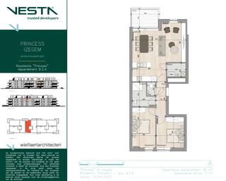 Energiezuinig en modern doorzonappartement met 2 slaapkamers (84m2) en terras.Dit lichtrijke doorzonappartement is gelegen in de residentie Princess...