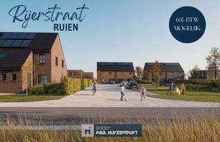 In het landelijke Ruien, op een steenworp van het prachtige Kluisbergen, komt binnenkort een kleinschalig nieuwbouwproject tot leven in de rustige Rijerstraat.<br />Deze verkaveling omvat 15 moderne nieuwbouwwoningen met een uitzonderlijk grote tuin – perfect voor wie houdt van ruimte, natuur en privacy.<br />De combinatie van hedendaagse architectuur en de groene, rustige ligging maakt dit project ideaal voor gezinnen of koppels die op zoek zijn naar modern comfort in een natuurlijke omgeving.<br /><br />Deze lichtrijke en comfortabele woningen combineren ruimte en gezelligheid. De open keuken vloeit naadloos over in de leefruimte en creëert een uitnodigende sfeer.<br />Boven zijn er drie volwaardige slaapkamers en een badkamer met bad én douche. Sommige woningen bieden bovendien een ruime zolder – ideaal als extra slaapkamer, hobby- of opbergruimte.<br />Elke woning beschikt over een private garage en extra parkeergelegenheid in de buurt.<br />De grote, zonnige tuin is een echte troef: een groene oase waar je tot rust komt en kinderen veilig kunnen spelen.<br />Deze nieuwbouwwoningen bieden hedendaags wooncomfort in een rustige, landelijke omgeving nabij Kluisbergen – waar natuur en modern wonen perfect samengaan.<br /><br />Prijzen all-in 400.775,78* | LOT 13<br />Prijzen excl. kosten 369.200 euro | LOT 13<br /><br />*Mogelijk verlaagd BTW-tarief van 6% op de constructie, enkel indien de koper voldoet aan de wettelijke voorwaarden.<br /><br />* Prijs all-in: grond | woning | oprit |garage | aansluitingen | architect | notariskosten | btw | registratierechten | zonnepanelen | warmtepomp | ...