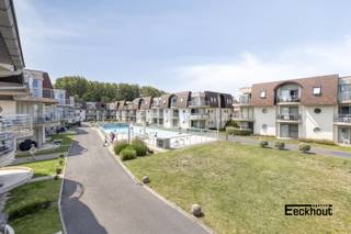 Gemeubeld appartement met terras gelegen op de eerste verdieping in een residentieel domein genaamd 'Blutsyde' met gemeenschappelijk verwarmd zwembad, op 10 minuten wandelafstand van duinen, zee en strand!<br />Indeling: inkomhal, lichtrijke leefruimte met open ingerichte keuken, terras, 1 slaapkamer, berging, badkamer met douche, toilet en lavabomeubel.<br />Autostaanplaats inbegrepen.