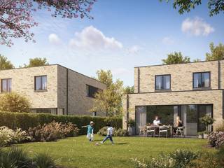 Lot 7 is een halfopen bebouwing in de moderne stijl.GELIJKVLOERS inkom, wc, ruime living met open keuken, garage met bergruimte.EERSTE VERDIEPING: 4...