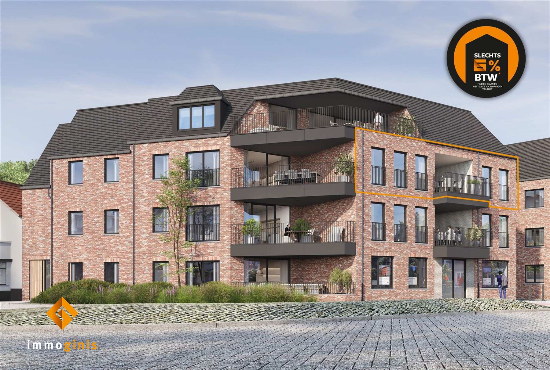 Appartement (tweede verdieping) met 2 slaapkamers en overdekt terras. - foto 1