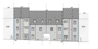 Voor meer info of een bezoek, bel 054 69 39 39 - Vergund bouwproject voor vier rijwoningen met zes parkeerplaatsen en zicht op de Dender. Een...