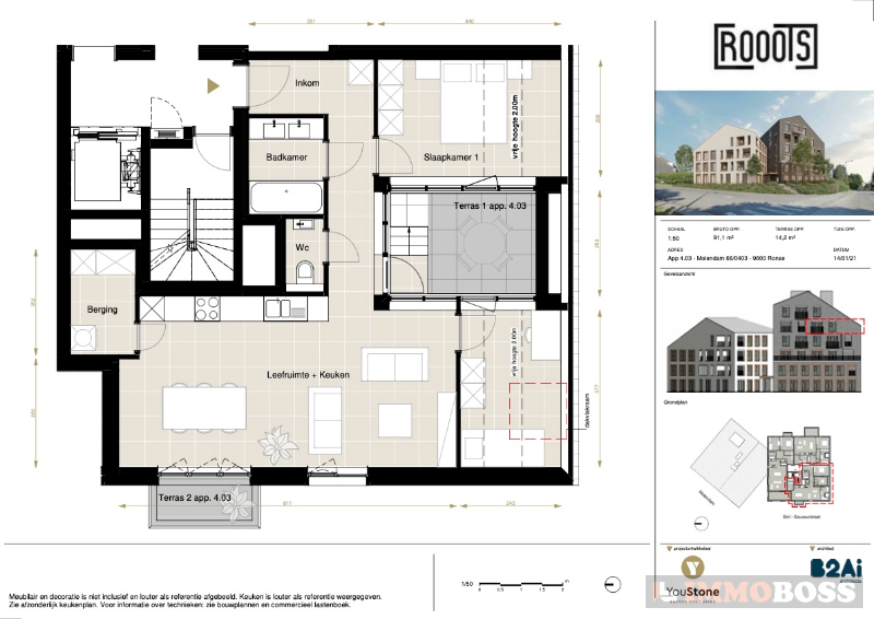 Appartement met 2 slaapkamers - foto 3