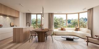 <strong>Koksijde-Bains, résidence La Verderie A001</strong><br /><br />Se composant de: hall d'entrée, séjour avec accès à la terrasse spacieuse, cuisine ouverte et entièrement équipée, 1 chambre à coucher, salle de bains avec douche italienne et lavabo en meuble, toilette séparée et 2 débarras.<br /><br />Superficie appartement: 84,45m² + terrasse 24,67m²<br /><br />Possibilité d'acheter des garages.<br /><br />Achèvement prévu automne 2027.<br /><br /><u><strong>Taux TVA réduit à 6 % si les conditions sont respectées par l'acheteur!</strong></u><br /><br />Tout les infos disponible au bureau!