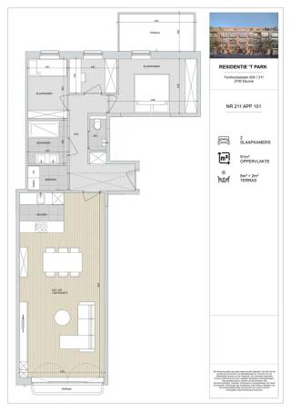 Benieuwd hoe wonen in Residentie ’t Park er in werkelijkheid uitziet?<br /><br />Vanaf begin oktober 2026 kan je het volledig afgewerkte modelappartement bezoeken en zelf de ruimte, lichtinval en afwerkingskwaliteit van het project ervaren.<br /><br />Het modelappartement bevindt zich op de eerste verdieping en biedt 91 m² woonoppervlakte, twee slaapkamers en een terras van 10 m².<br />De ruime leefruimte sluit mooi aan op het terras en vormt samen met de open keuken het hart van het appartement.<br /><br />Voor het modelappartement werd gekozen voor een stijlvolle, eigentijdse afwerking. Grote keramische tegels van 90 x 90 cm geven de leefruimtes een ruimtelijke uitstraling. Een stalen binnendeur tussen de inkomhal en de leefruimte zorgt voor een karaktervol accent, terwijl de royale keuken met keramisch werkblad volledig wordt uitgewerkt als blikvanger van het appartement.<br />Ook de badkamer wordt volledig ingericht en afgewerkt met een sierradiator. Verlichtingsarmaturen worden doorheen het volledige appartement voorzien en alle ruimtes worden volledig geschilderd. Zo krijg je tijdens je bezoek een compleet beeld van hoe een afgewerkt appartement in Residentie ’t Park kan aanvoelen.<br /><br /> LIEVER JE AFWERKING ZELF APPARTEMENT KIEZEN? <br />Naast het modelappartement zijn er in Residentie ’t Park nog andere tweeslaapkamerappartementen beschikbaar.<br />Hier krijg je de mogelijkheid om de afwerking nog naar eigen smaak te kiezen en van je nieuwe appartement echt jouw thuis te maken.<br /><br /> Aankoop mogelijk aan 6% btw <br />Residentie ’t Park komt in aanmerking voor het verlaagde btw-tarief van 6% voor sloop en heropbouw, onder de wettelijke voorwaarden.<br />Dit is mogelijk voor zowel eigen bewoning als voor investeerders die aan de geldende voorwaarden voldoen.<br />Ontdek het zelf vanaf begin oktober 2026.<br /><br />Maak een afspraak en ervaar ter plaatse de ruimte, afwerking en woonkwaliteit van Residentie ’t Park.<br />03 337 50 70 - www.vbpartners.be/nieuwbouw